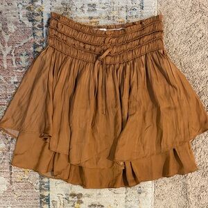 vestique Rust Brown Smocked Tiered Skirt